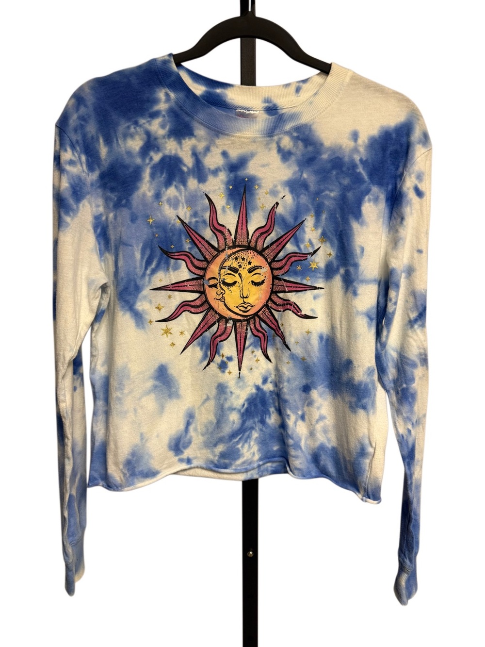 No Boundries Sublime Tie-Dye Sun Long Sleeve Top Size M Celestial Sun Moon